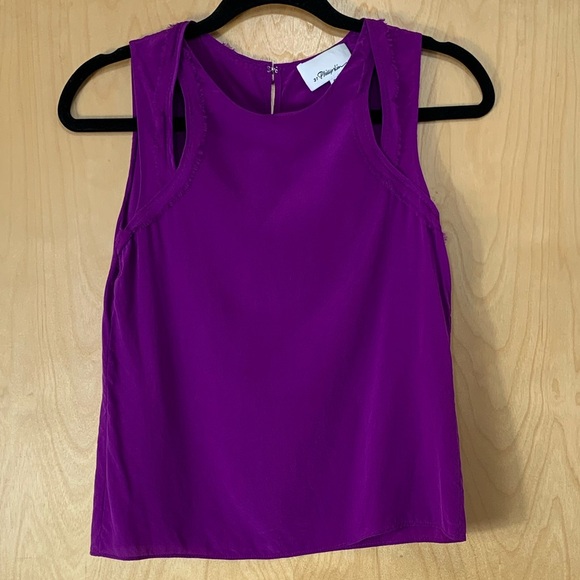 3.1 Phillip Lim Magenta Silk Cutout Tank Top - Picture 2 of 8